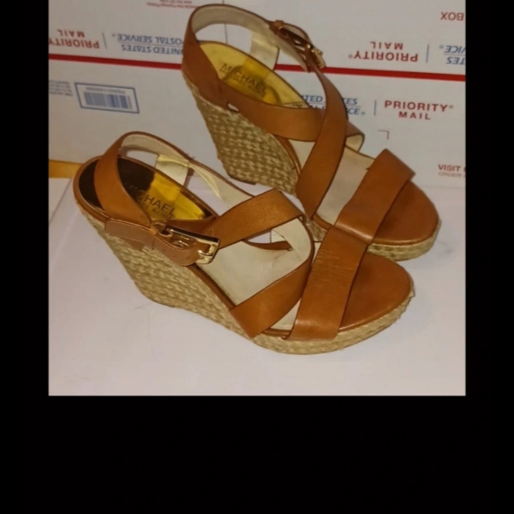 Michael Kors Tan Wedge Espadrille Sandals